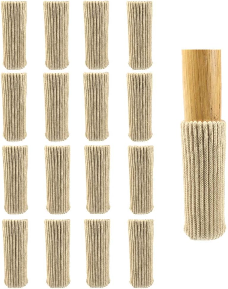 Aoozleny 16Pcs Furniture Leg Socks, Protectors Knitted Chair Leg Cover Moving Easily and Reduce Noise Wood Floor Protectors (Browna)