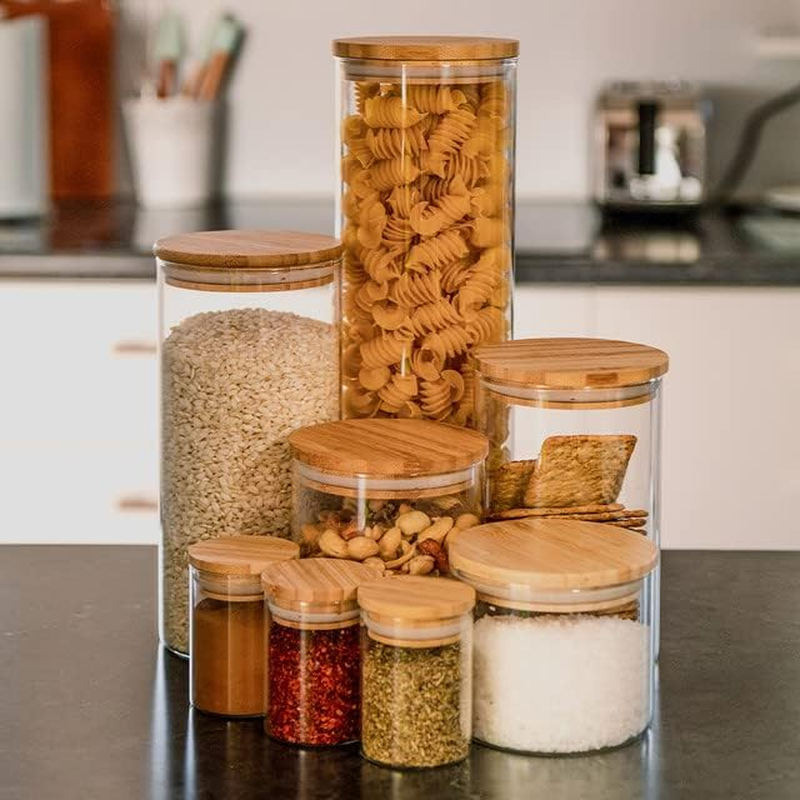 Kate'S Kitchen 2L Glass Canister with Bamboo Lid &ndash; Airtight Food Storage Container for Kitchen Organisation & Freshness