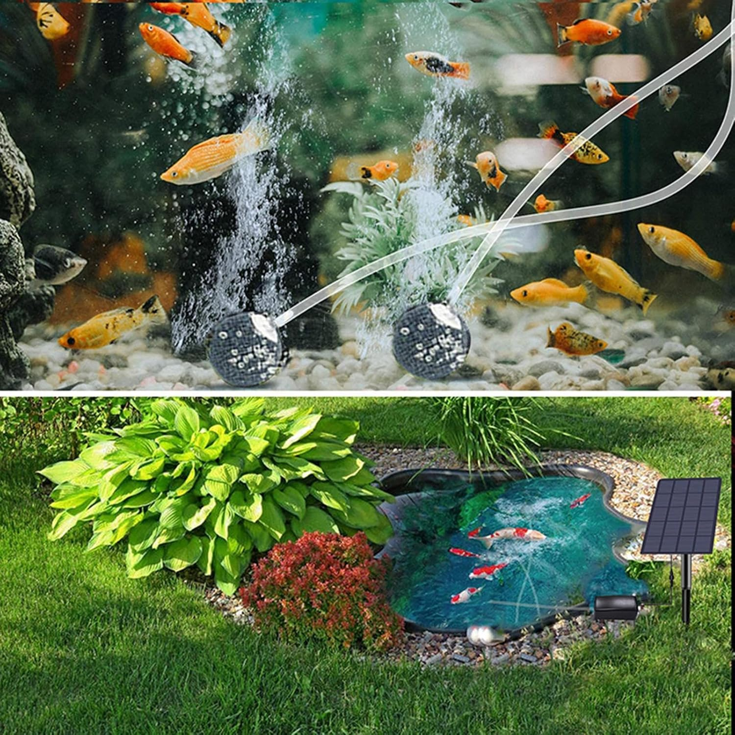 Solar Oxygen Pump - Quiet Pond Aerator, Water Filter Bubbler, Efficient Eco Friendly Circulation Tool | Weatherproof Portable Air Oxygenator for Fish Tanks Gardens Fountains Pools Patio Greenhouse image number 2