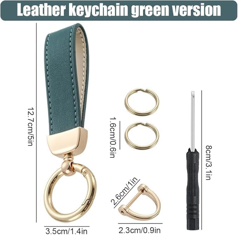Car Keychain Microfiber Leather Key Chain for Men Women,Universal Car Accessories for Keys Fobs 360 Degree Rotatable with Anti-Lost D-Ring 2 Key Ring and 1 Mini Screwdriver image number 4