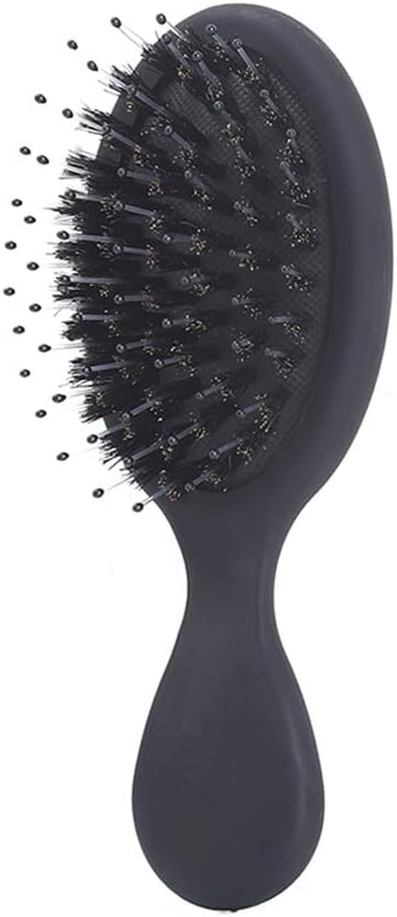 Hair Brush, Travel Pocket Small Boar Bristle Comb, Mini Portable Detangling Brushes for Baby Kids, Adults, Styling Hair Care Tools (Black)