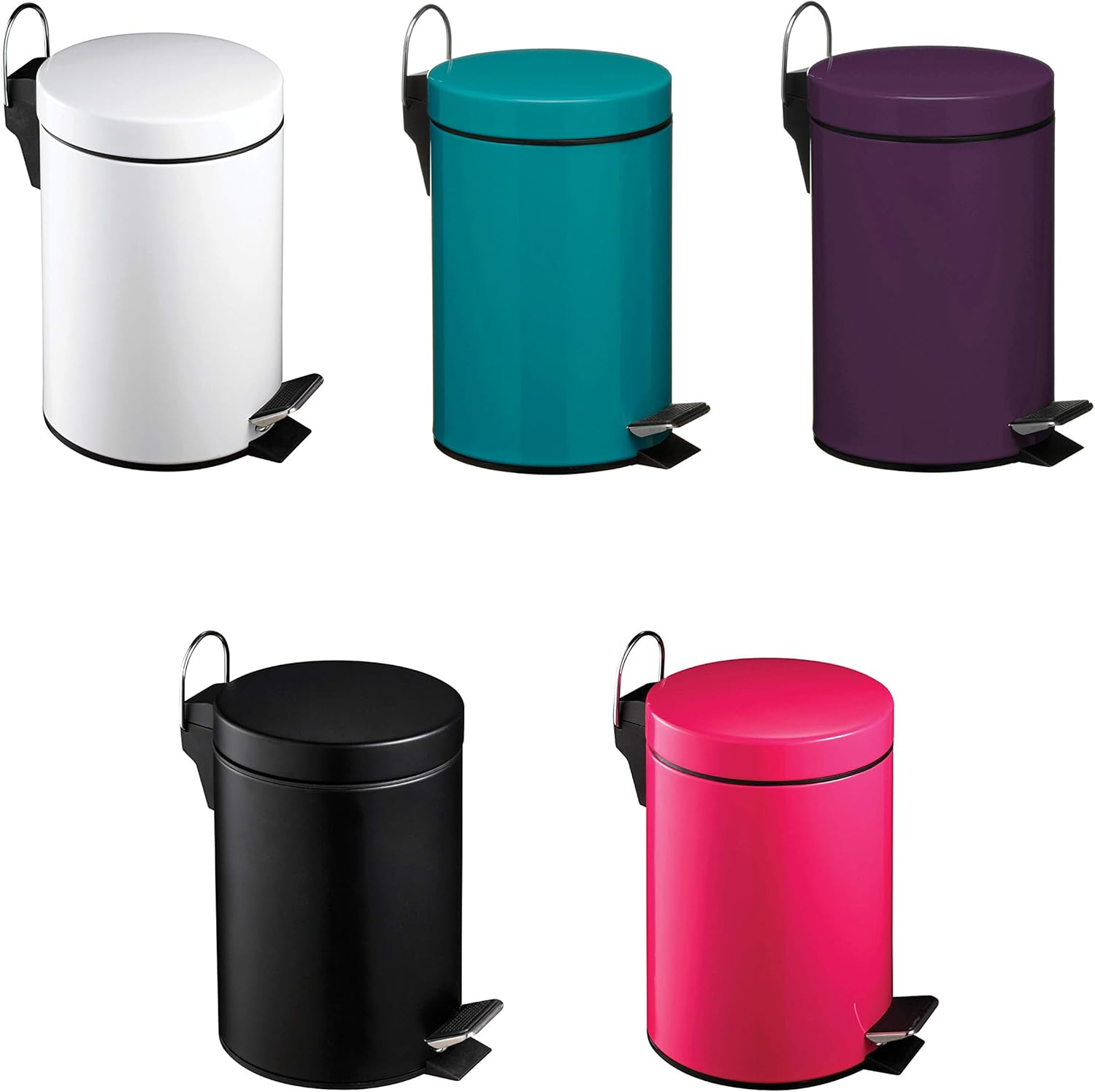 Premier Housewares 506420 Pedal Bin Hot Pink Kitchen Bin Stainless Steel Bathroom Bin Pedal Push Kitchen Bins Recycling Bins 3 L H26 X W17 X D23Cm