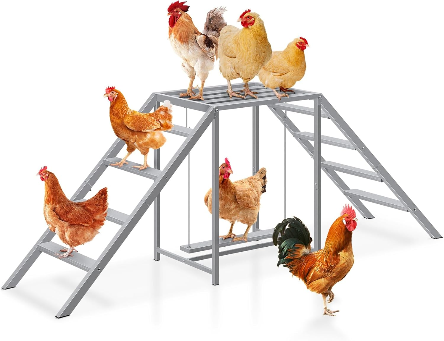 Chicken Coop, Chicken Perches with Swing, Chicken Roosting Bars, Chicken Run Accessories Toy, Wooden Chicken Ladder for Pet'S Healthy & Happy, Sturdy and Easy to Clean, Suitable for Backyard Farm image number 6