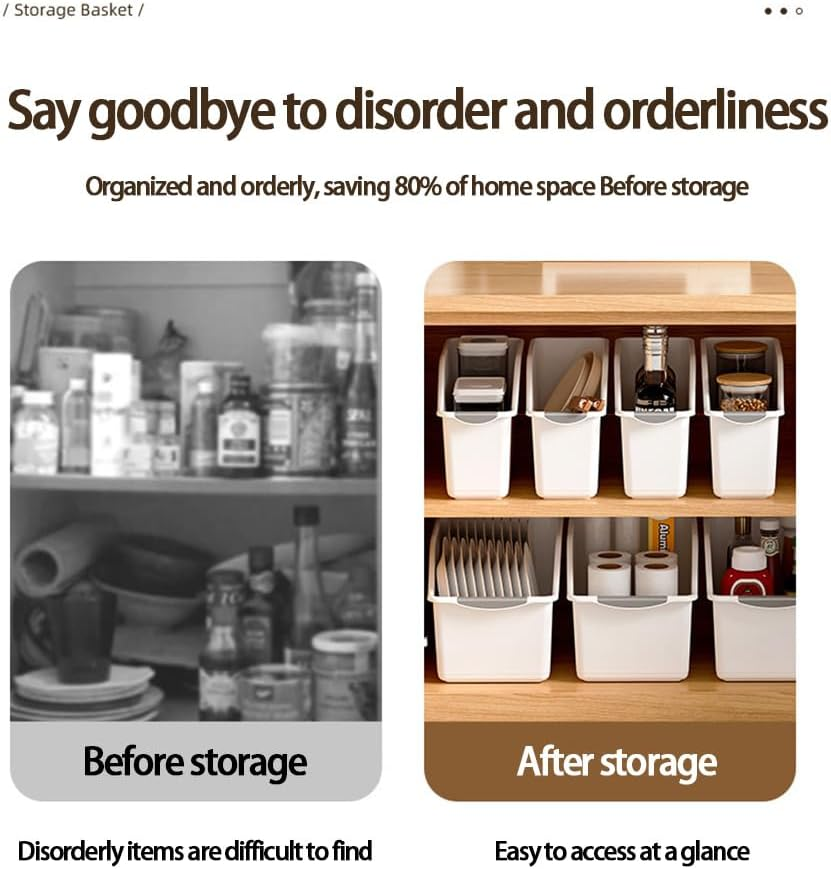 Betterlifewj 10 Pack. Cabinet Storage Box. Size: L24*W13*H12.6Cm. Suitable for Cabinets, Refrigerators, Closets Food Storage and Sundries Storage. image number 2