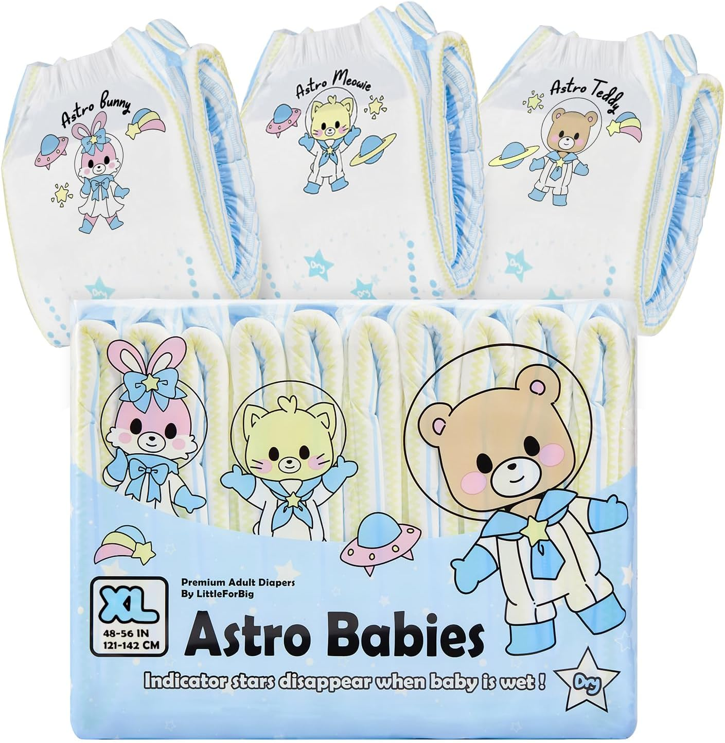 Littleforbig Printed Adult Brief Diapers 10 Pieces - Astro Babies(L) image number 6