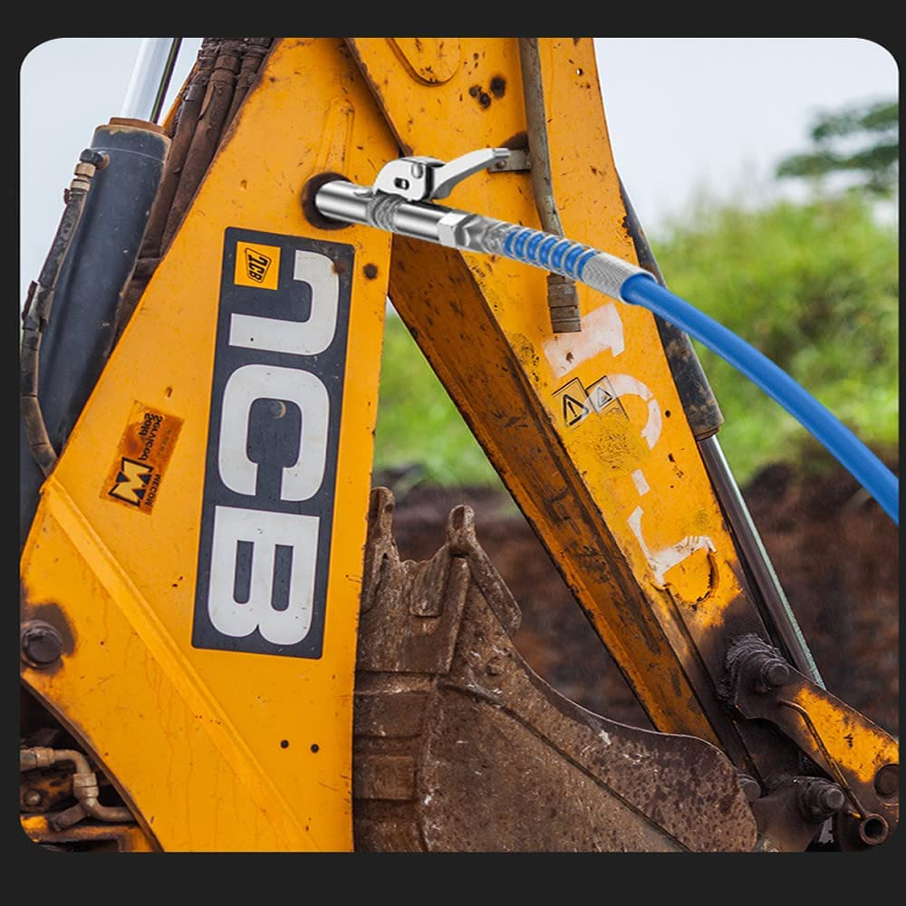 Grease Gun Coupler, 1 Pack High Pressure Grease Nipple Compatible with All Grease Guns 12,000 PSI, Heavy-Duty Quick Lock and Release Grease Coupler, 1/8" NPT Fits All Grease Gun Tips Silver