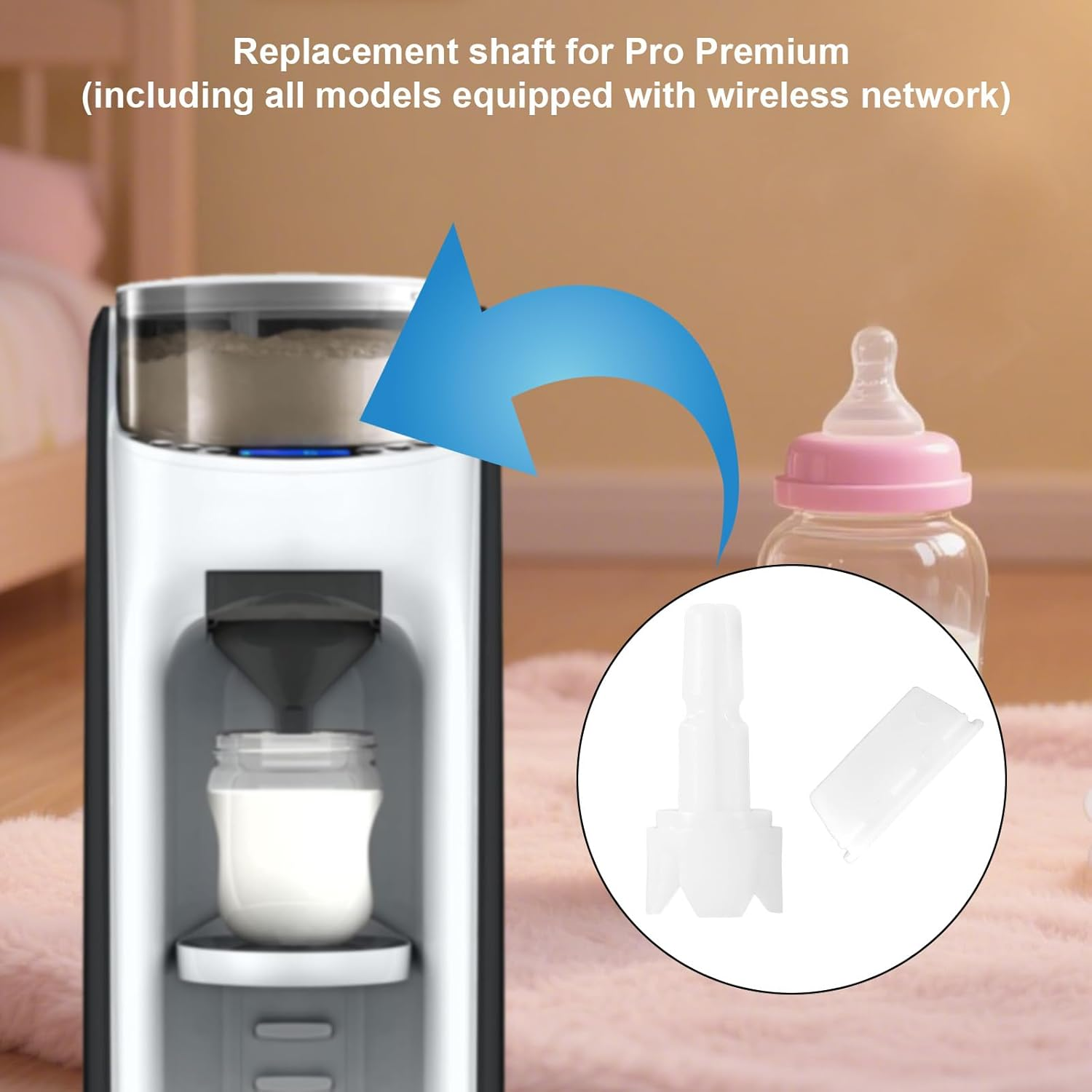 4Pcs Replacement Parts Compatible with Baby Brezza FRP0046 Formula Pro Advanced, Axle Stem & Silicone Scraper Accessories for Formula Maker image number 3