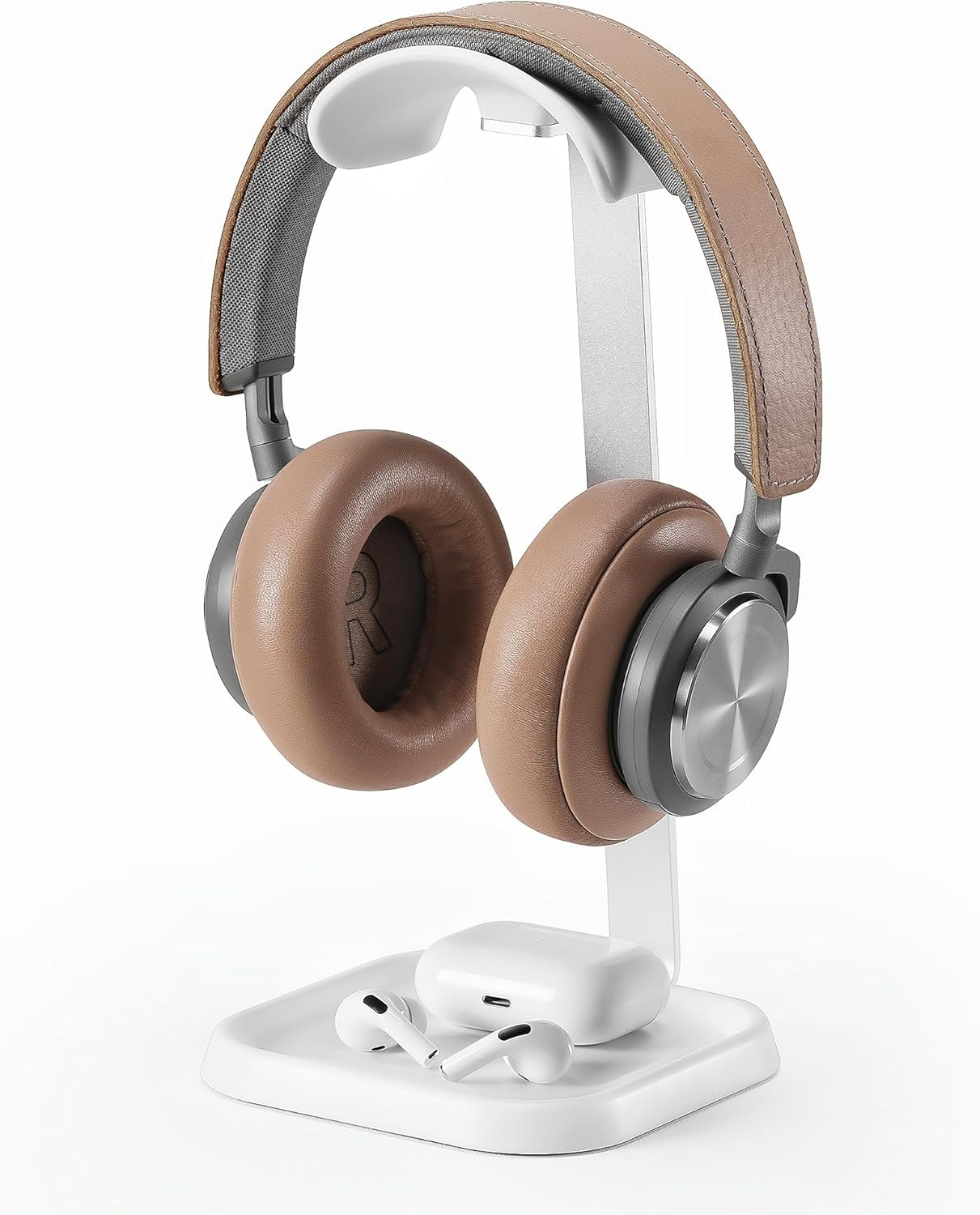 Headphone Stand, Curved Headset Stand with Storage Tray, Gaming Headset Holder for Airpods Max, Airpods Max 2, Airpods, Airpods Pro, Beats, Bose, Sony and More (White) image number 5