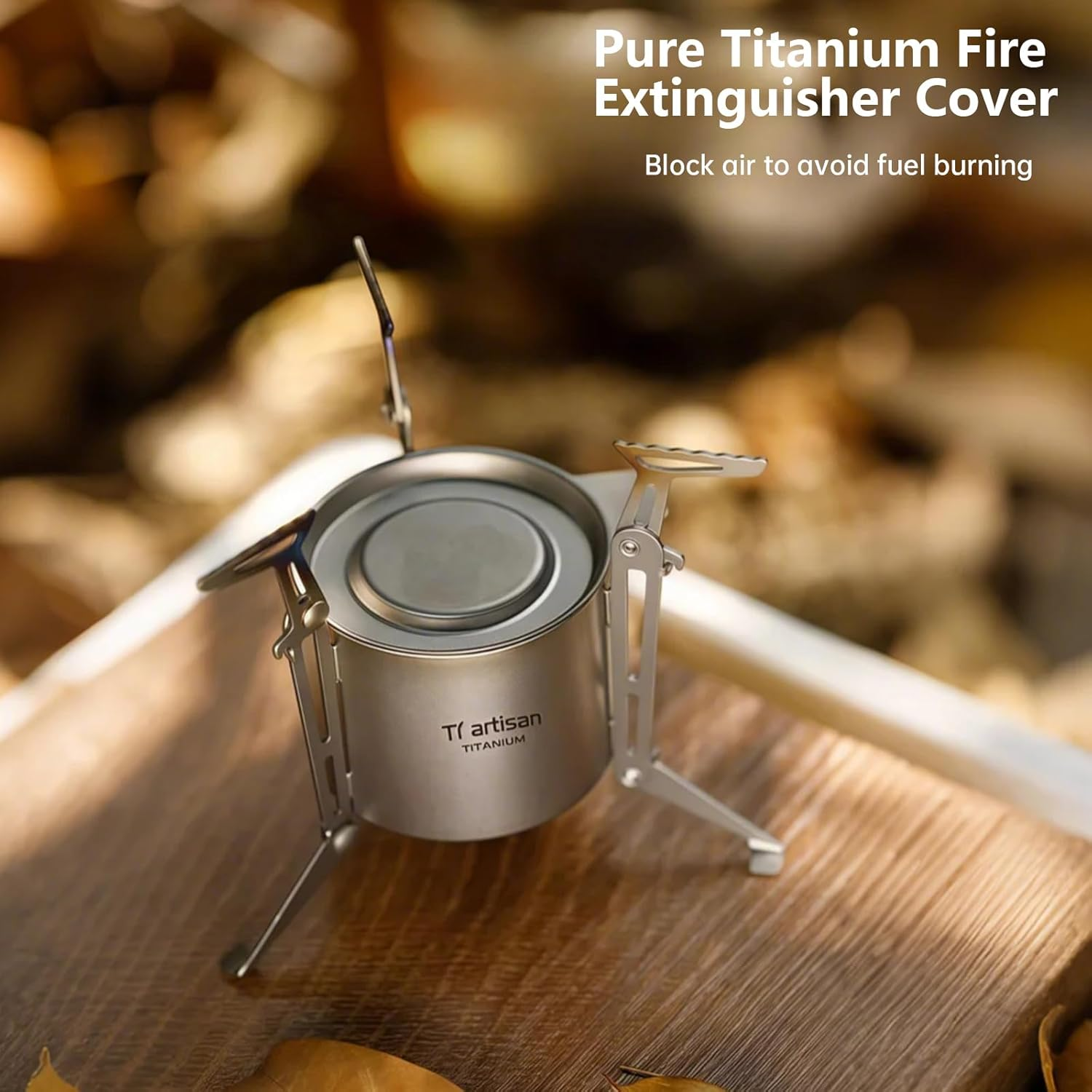 Ti Artisan Titanium Alcohol Stove with Foldable Stand Cover Storage Bag Portable Camping Backpacking Hiking Stove image number 5