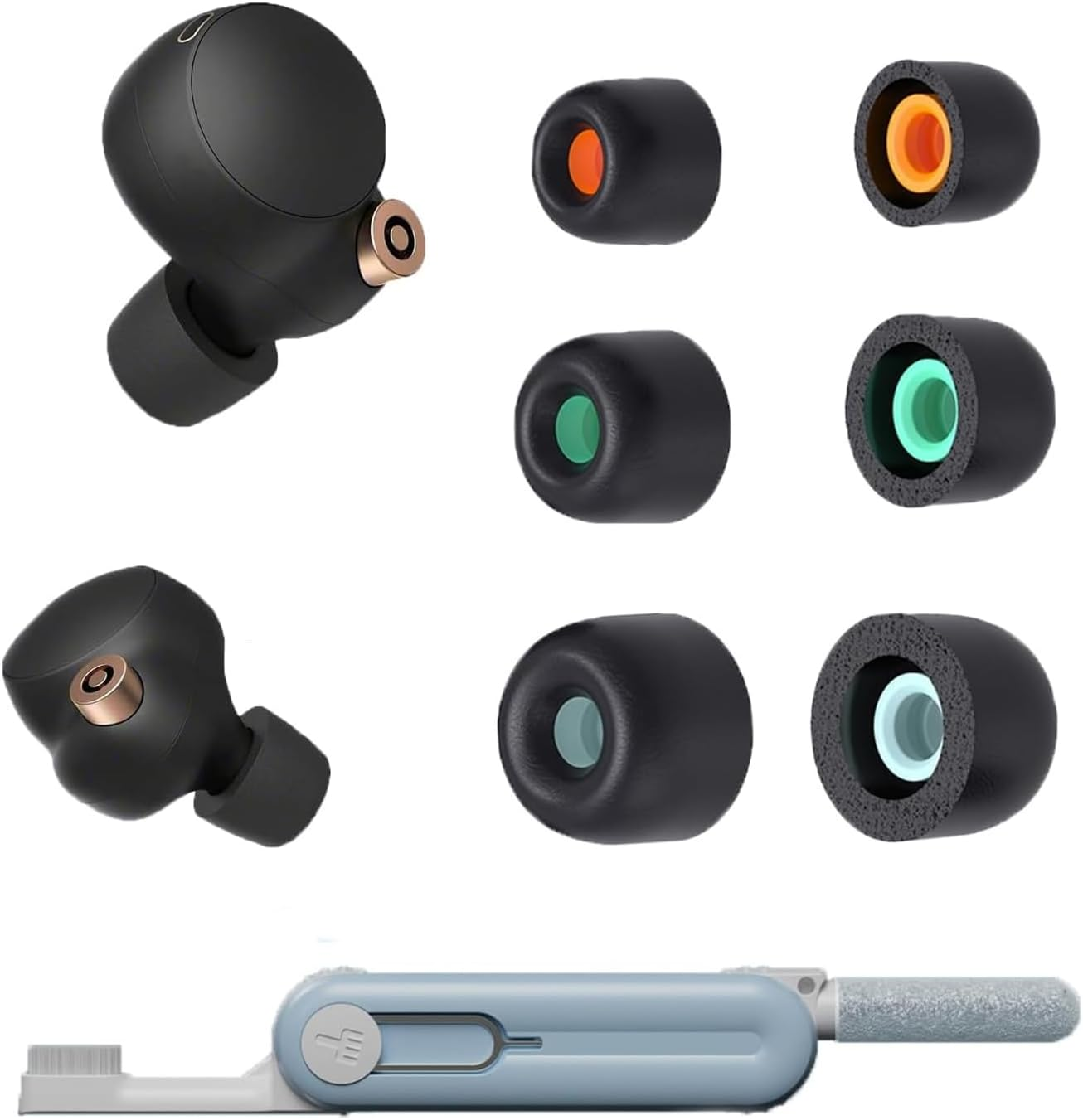 3 Pairs Replacement Eartips Earbuds Buds Set for Sony Wf-1000Xm5/Xm4,Premium Silicone Ear Tips with 5-In-1 Cleaning Kit Secure Fit, Noise Isolation & Comfortable Upgrade Accessories