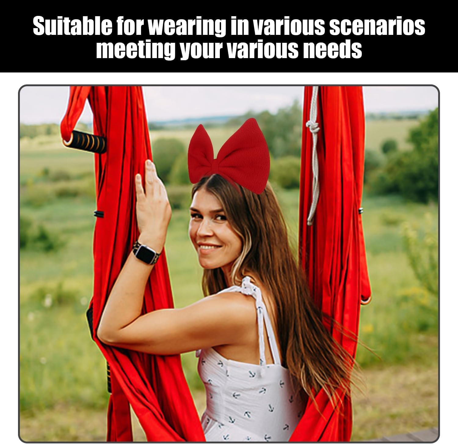 Pack of 2 Bugstadbands, Velvet Headbands, Party Clothing Accessories, Stylish Personalised Hair Accessories, Cute Headbands (Black, Red)