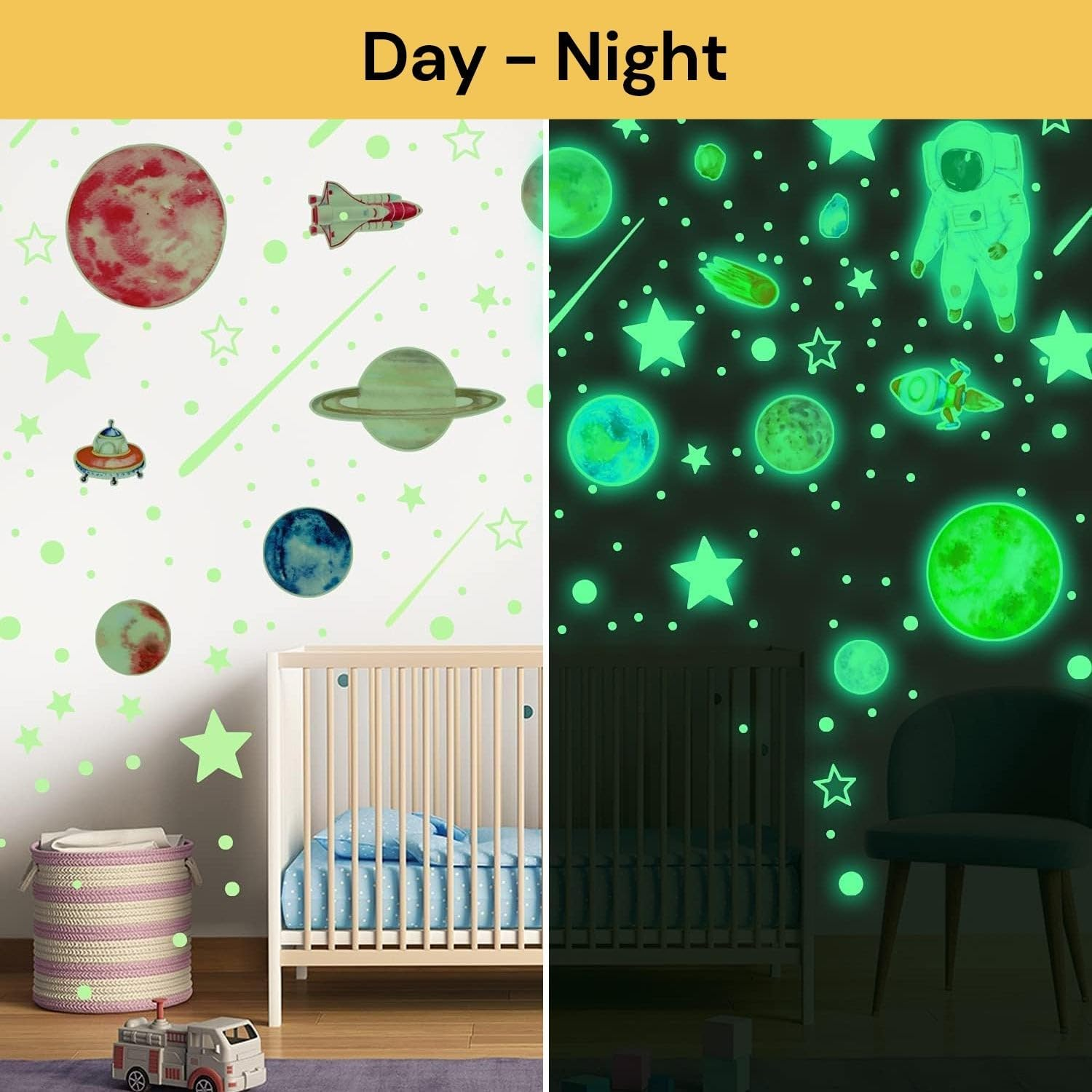 Glow in the Dark Stars for Ceiling 849X Glow in the Dark Moon and Planet Wall Decal Luminous Astronaut Universe Galaxy Space Wall Stickers Outer Space Decal for Kids Boys Girl Bedroom image number 1