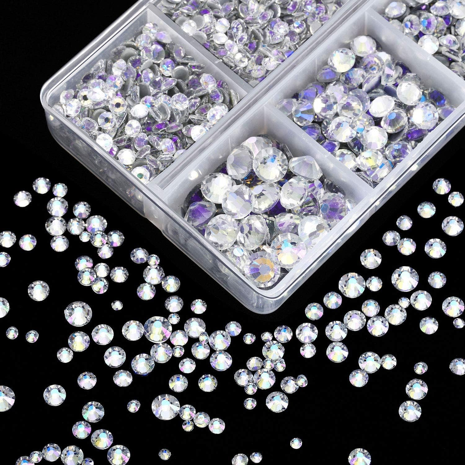 Dubom 4000 Pieces Hotfix Rhinestones Crystals AB Clear Crystal Rhinestones Flatback Gems round Crystal Rhinestones Bulk for Crafts Clothing Dance Costumes (Multicolor) image number 5
