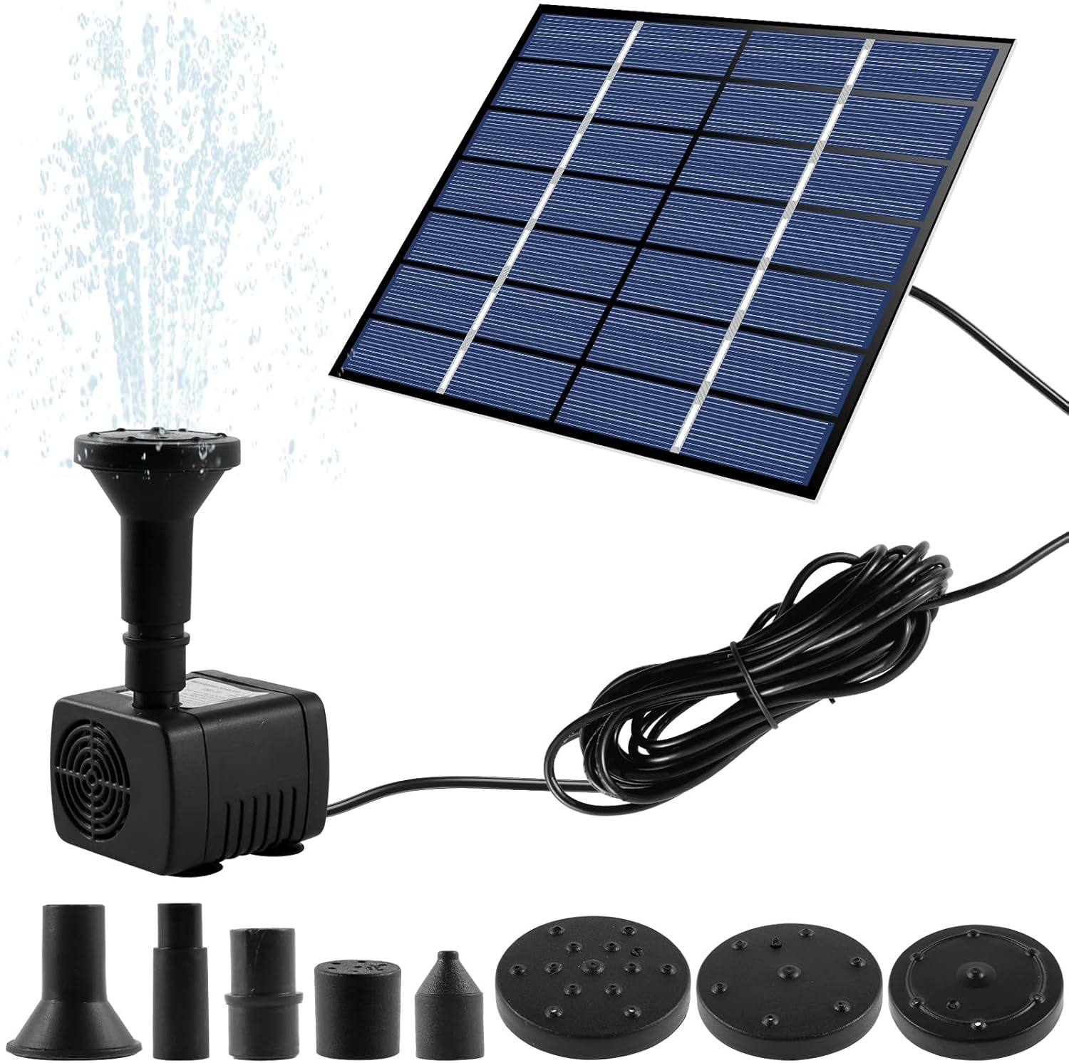 Solar Fountain Pump Outdoor Solar Powered Water Fountain with 8 Nozzles Portable Solar Fountain Water Pump for Garden Small Pond Pool Fish Tank Bird Bath image number 3