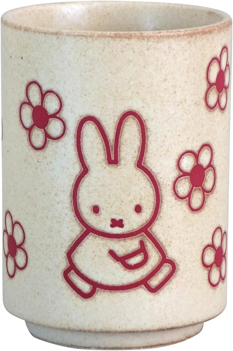 Dick Bruna Miffy 212144 Tea Cup, Cup, Approx. 9.1 Fl Oz (270 Ml), Microwave, Dishwasher Safe, Flowers, Yellow Beige, Made in Japan