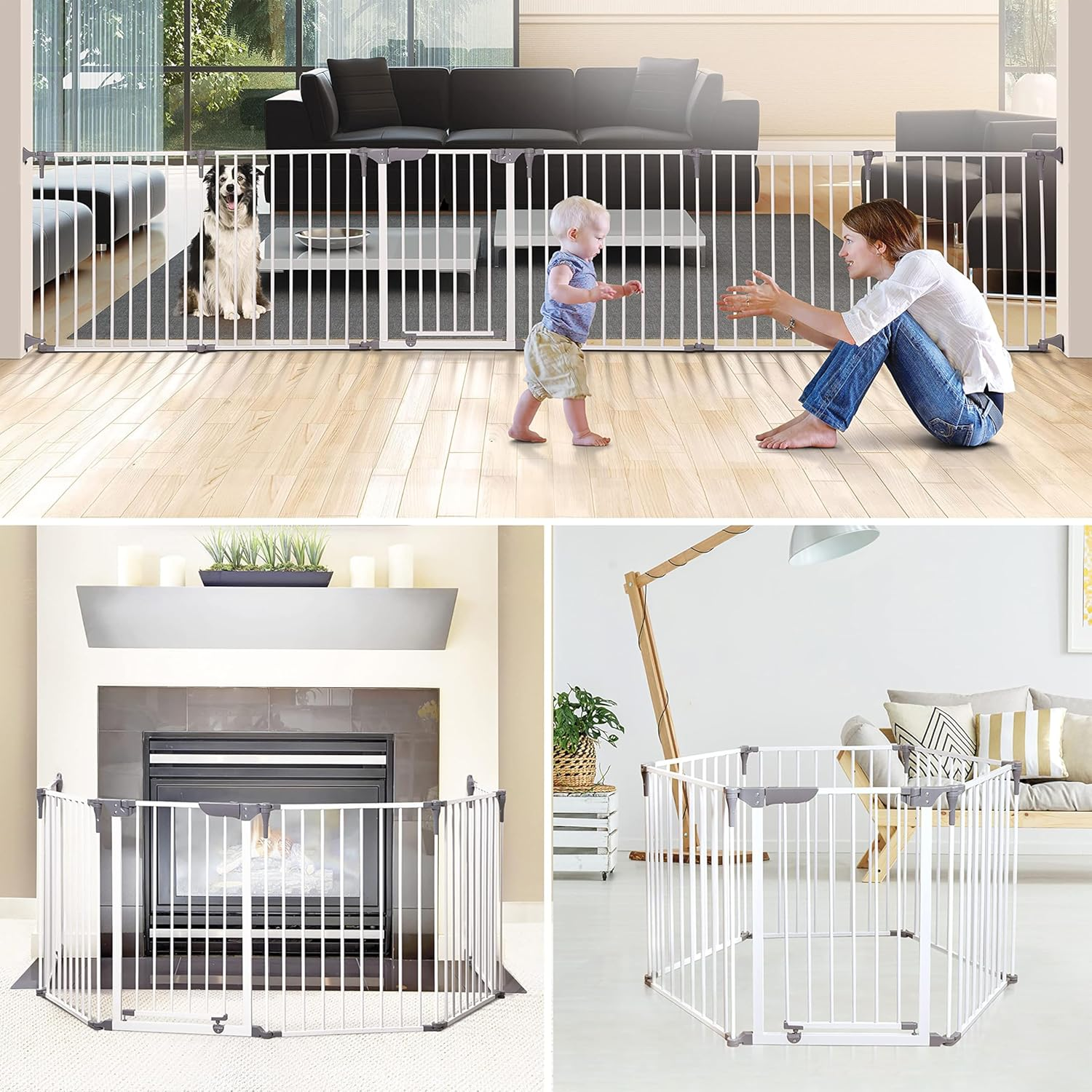 Dreambaby Royale Converta 3-In-1 Converta Play-Pen Gate Baby Safety Gate - with 6 Configurable Panels - Fits Opening up to 3.8M Wide & 74Cm Tall - White - Model F849 - Charcoal image number 6