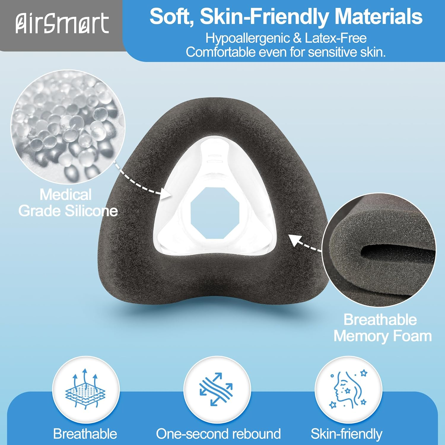 2 PCS Replacement Mask Cushion (M) Compatible with Airtouch N20 & Airfit N20, Upgraded Brown Memory Foam for Soft Fit & Comfort, Great Value CPAP Nasal Pillow for N20 Supplied by Airsmart, Medium image number 4