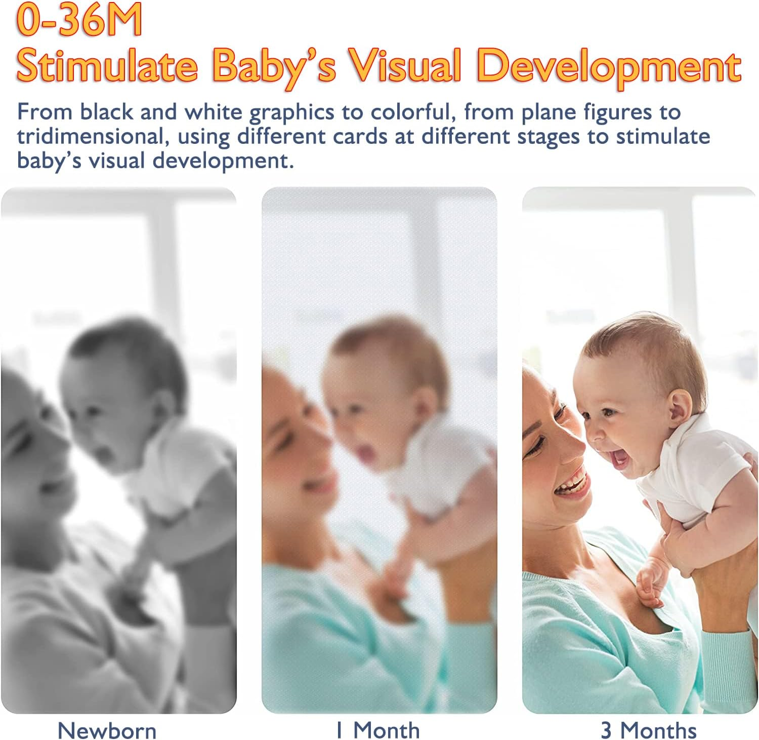 High Contrast Baby Flashcard, 80 Pcs 160 Page Black White Colorful Visual Stimulation Learning Activity Card for Babies Ages 0-3-6-12-36 Months, Newborn Infants Toys Gift, for Baby Sensory Develop image number 5