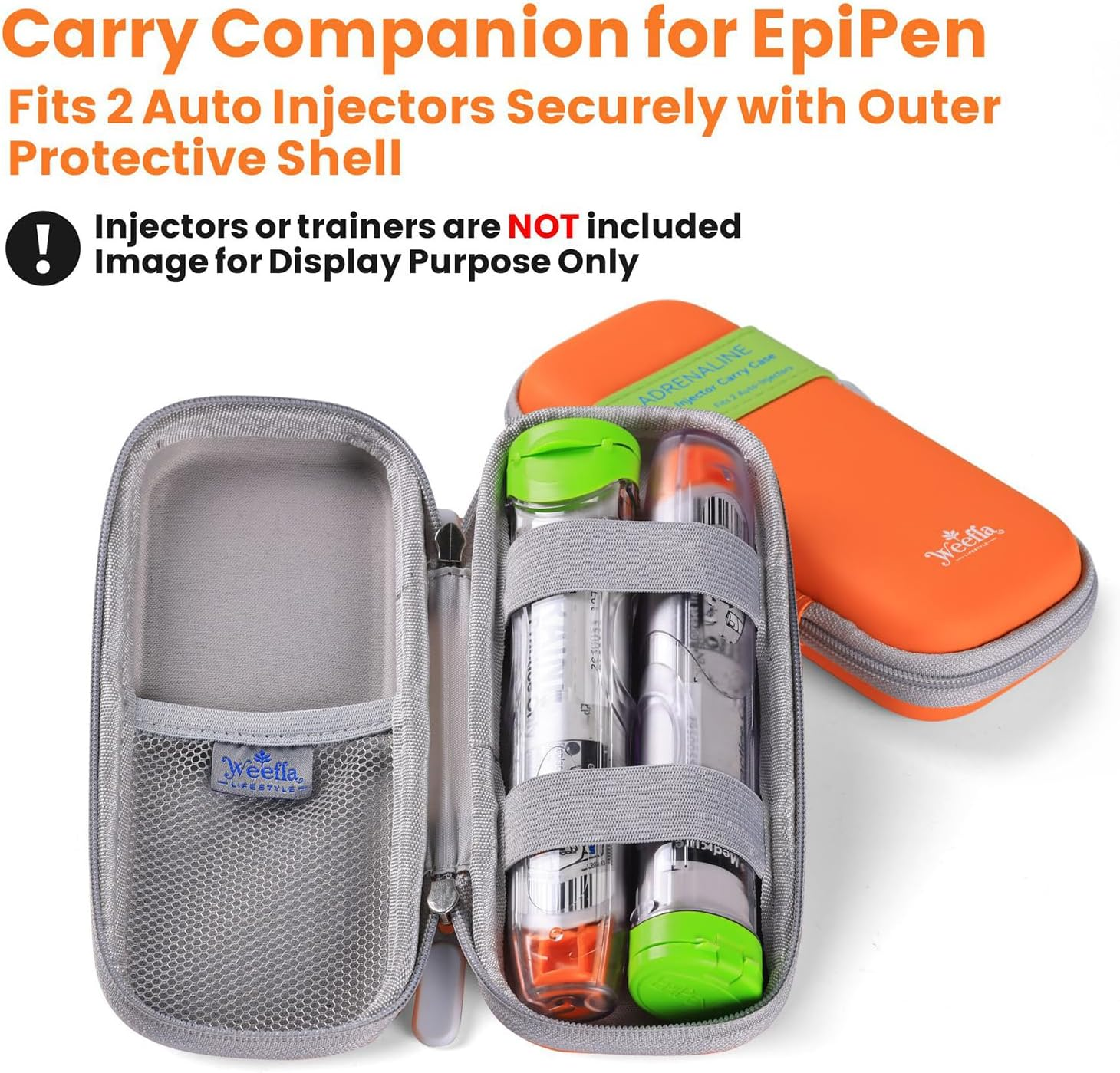 Weefla Empty Hard-Shell Carry Case for Epipen, Ultra Slim Holder for 2 Epi Pen Auto-Injectors, High-Visibility, Splash Resistant, Compact Travel Size for First Responder & Allergy Sufferer (YL) - Yellow image number 1