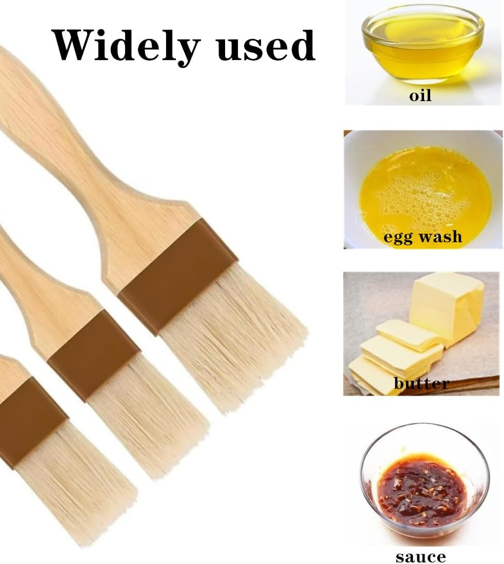 3Pcs Natural Boar Bristle Brushes,Pastry Basting Brushes,For Barbecue,Outdoor Dining,Brush with Oil/Butter/Sauces/Marinades,Clearing the Dust(1Pcs 2 Inch,2Pcs 1Inch) image number 5