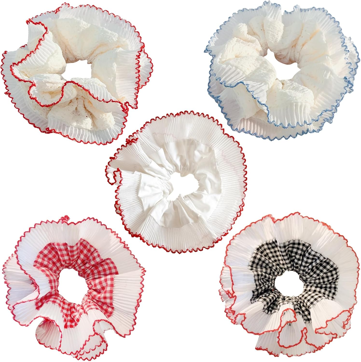 HTTDSLF Pack of 5 Elastic Hair Ties, Scrunchies for Women, Large Elastic Hair Bands, Lace, Suitable for Women and Girls, Silk Scrunchies Gift image number 3