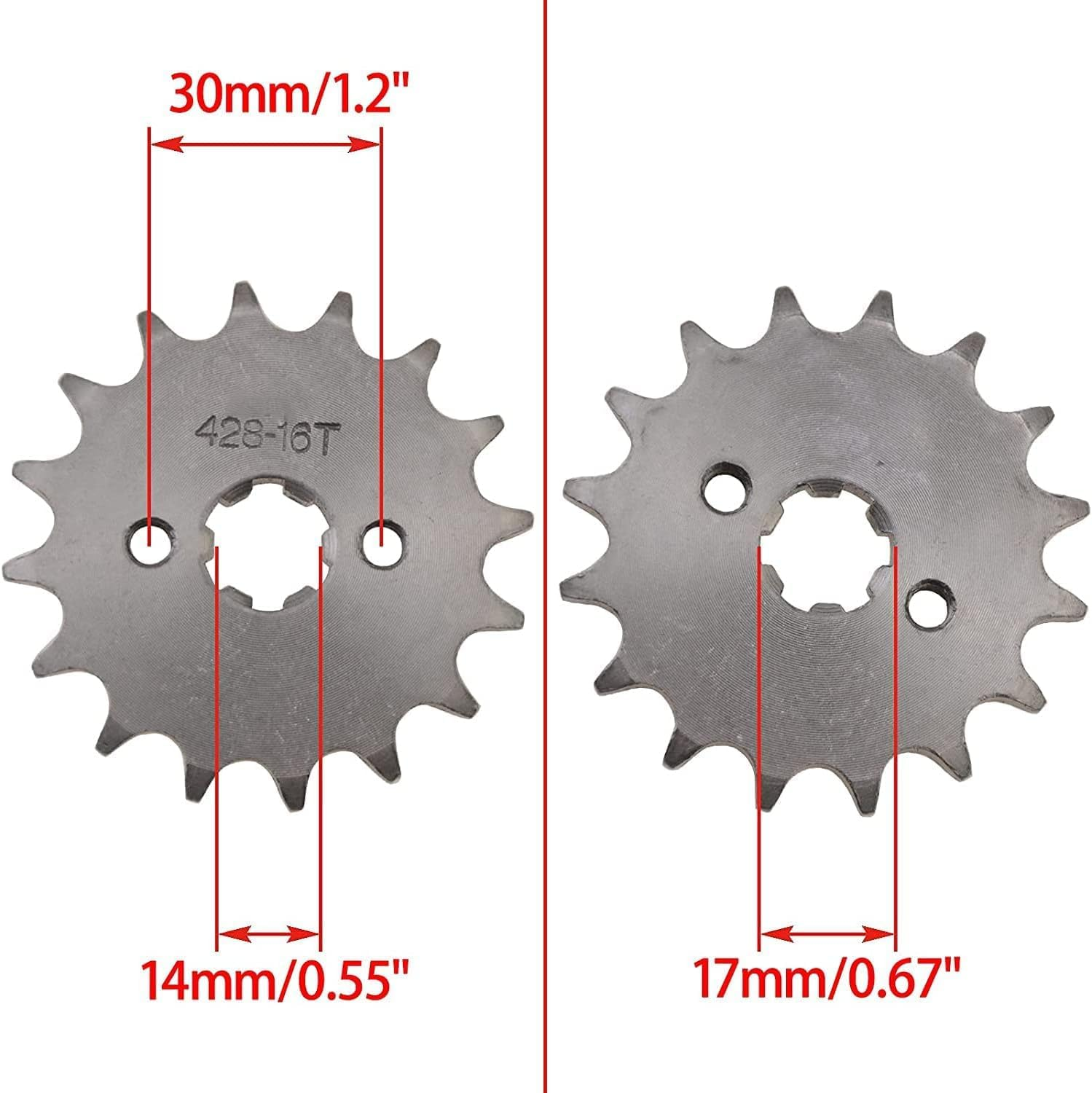 TDR 16T 428 Front Engine Sprocket Cog 17Mm for 50Cc 70Cc 110Cc 125Cc 140Cc 160Cc Taotao Roketa Coolster ATV Dirt Bike image number 3