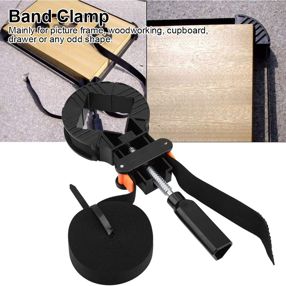 Fdit 6M Adjustable round Metal Corner Clamp Strap, 4 Jaws Frame Clamp Quick Release, Black image number 1