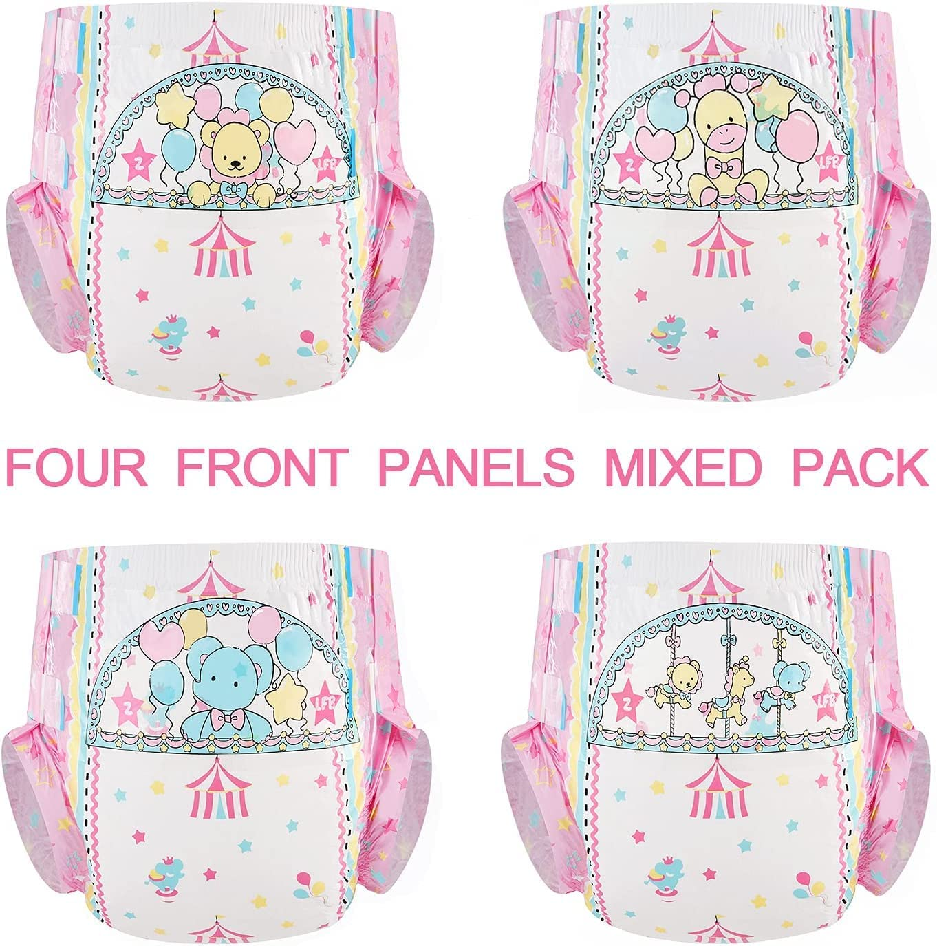 Littleforbig Adult Printed Diaper 10 Pieces - Little Circus L image number 4