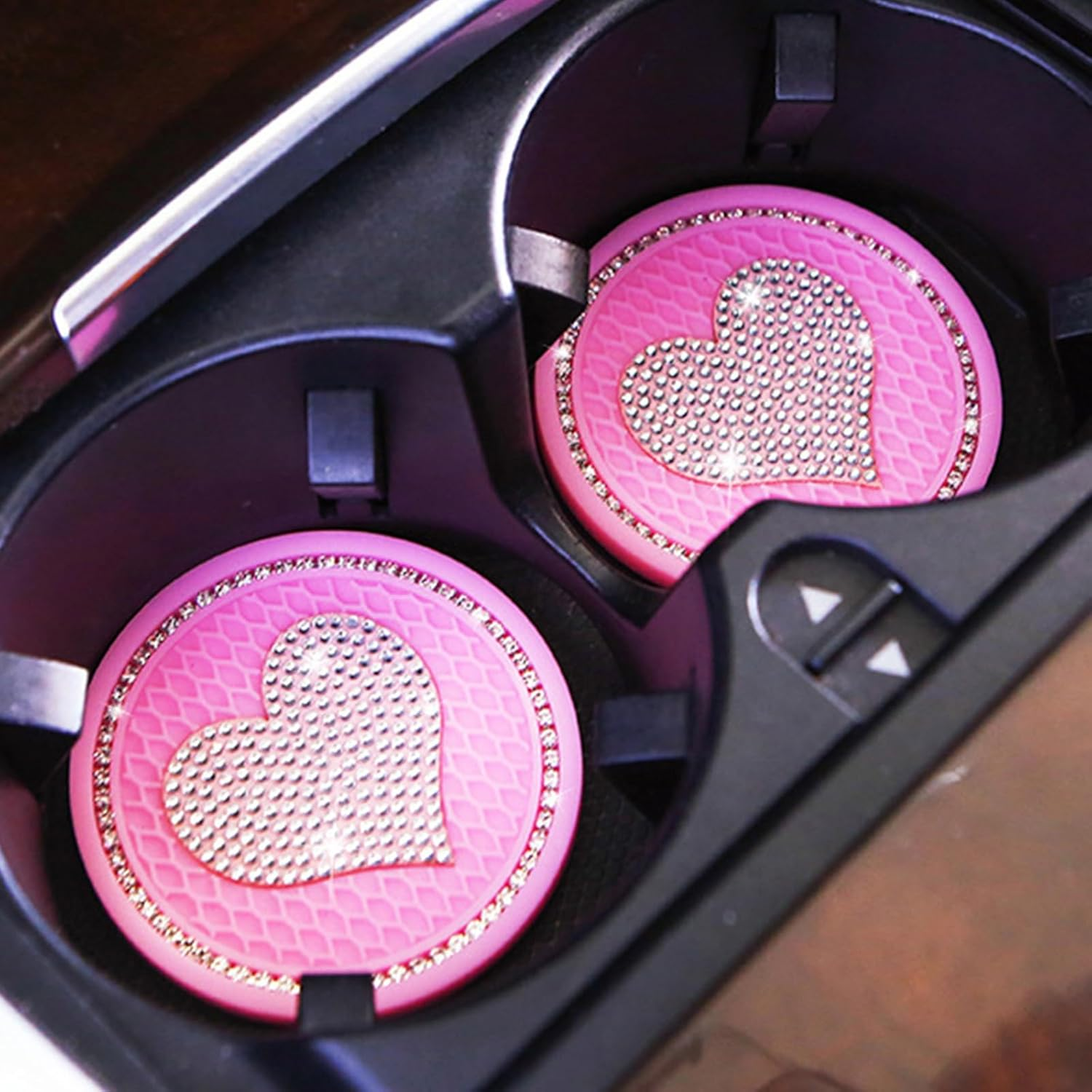 Bling Cup Holder Insert Coaster- 2.95 Inch Silicone Anti-Slip Shockproof, Universal Fashion Car Interior Accessories for Women (Bee, 2 PCS) image number 1