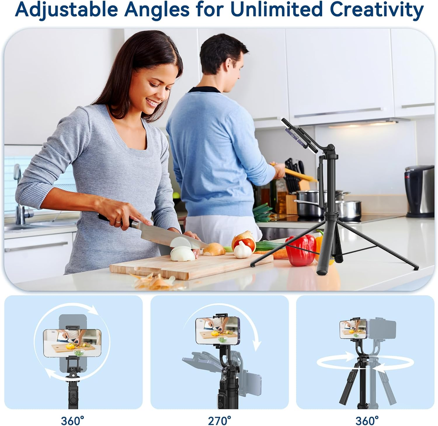 Giecy 180Cm Phone Tripod, Extendable Selfie Stick Tripod Travel Tripod Phone Holder Smartphone Tripod Stand with Wireless Remote & Fill Light Compatible with Iphone Android Phone, Camera, Gopro image number 1