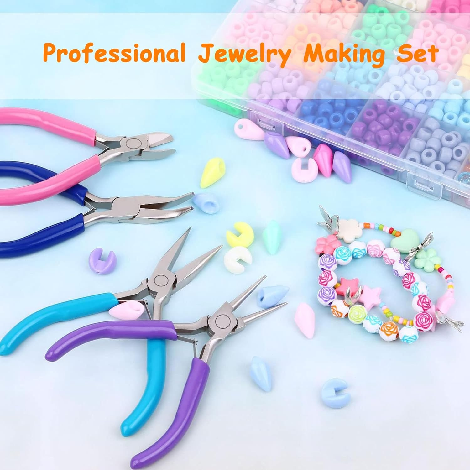 5 Pack Jewelry Pliers Set, Include Wire Cutter, Needle Nose, round Nose, Jump Ring, Tweezers, Chain Nose Pliers, Craft Pliers, Earring Pliers for Wrapping, Jewelry Making, Earring Craft Making Tools