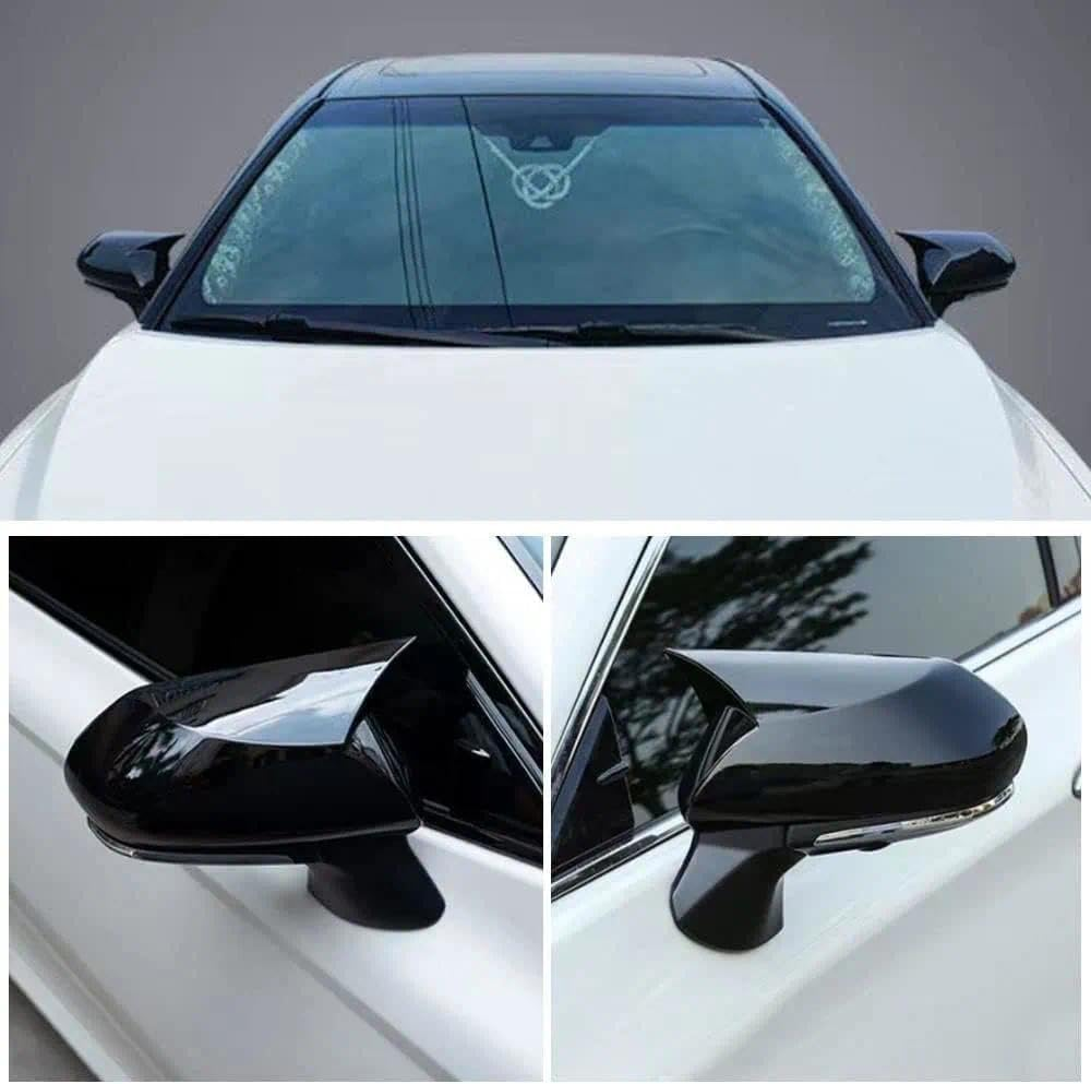 Car Ox Horn Side Rearview Mirror Cover for Toyota Camry 2018-2025, ABS Plastic Wing Mirror Protector Guards with Glossy Finish, Exterior Accessories (Bright Black) image number 5
