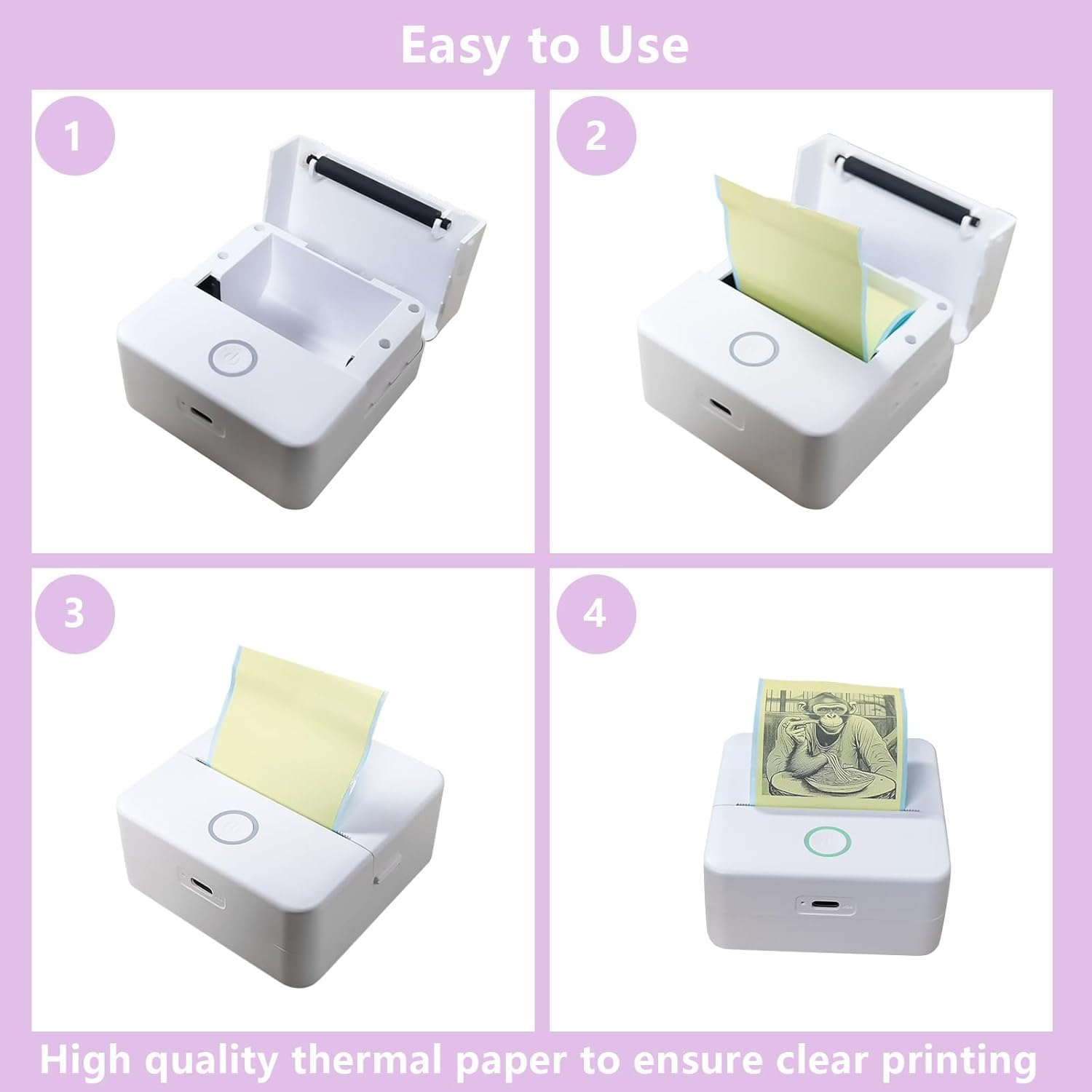 5 Rolls of Mini Printer Sticker Paper Roll, Thermal White Printer Paper, 57 * 25Mm Thermal Self-Adhesive Paper, for Photo Office Receipt Label Note QR Code Inkless Printing image number 5