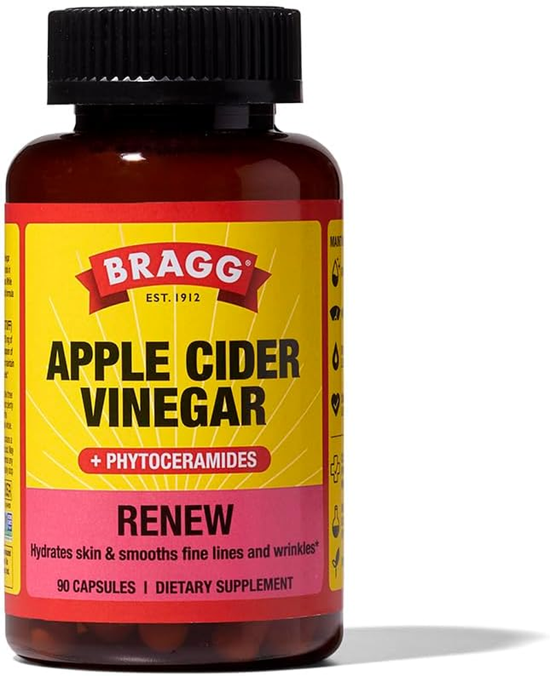 Bragg Inner Glow Apple Cider Vinegar and Phytoceramide Capsules - 750Mg of Acetic Acid &ndash; Energy & Weight Management Support - Promotes Skin Hydration and Rejuvenation - (90 Pills) image number 5
