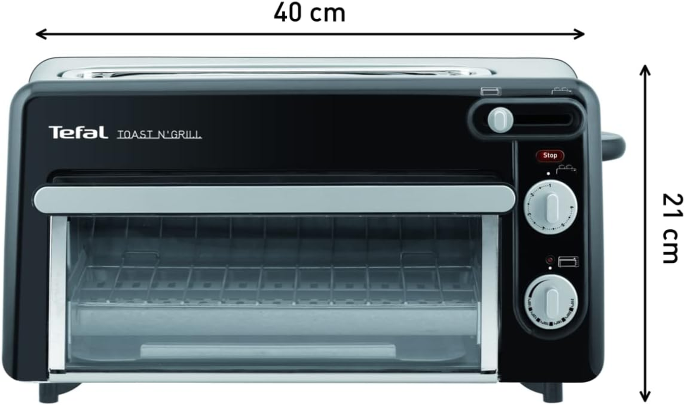 Tefal Toast N' Grill TL6008, 2-In-1 Toaster and Mini Oven, Very Energy Efficient and Fast, 1300 Watt, 43.5 X 28.5 X 22.5 Cm, Matte Black/Aluminium, 220-240V, 50-60Hz image number 4