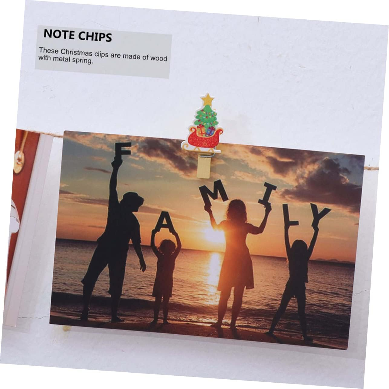50Pcs Creative Christmas Photo Clips Natural Wood Memo Clips for Photos Craft Pegs Decorative Clothespins for Holiday Displays and Home Decor image number 1