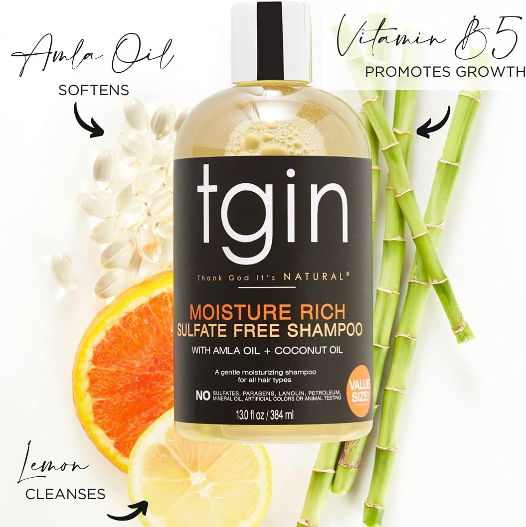 Tgin Moisture Rich Sulfate Free Shampoo for Natural Hair - Dry Hair - Curly Hair - 13 Oz image number 1