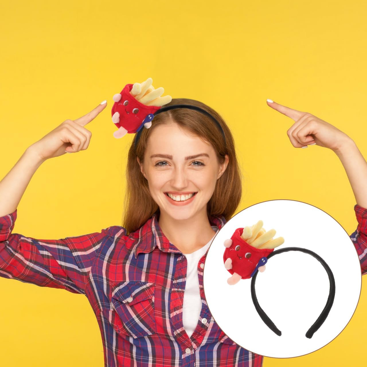 Minkissy French Fries Headband Headpiece Fun Headband Cosplay Headband Headbands for Women Headband Halloween Costume Accessories Halloween Headband French Fries Toast Hot Dog Fabric