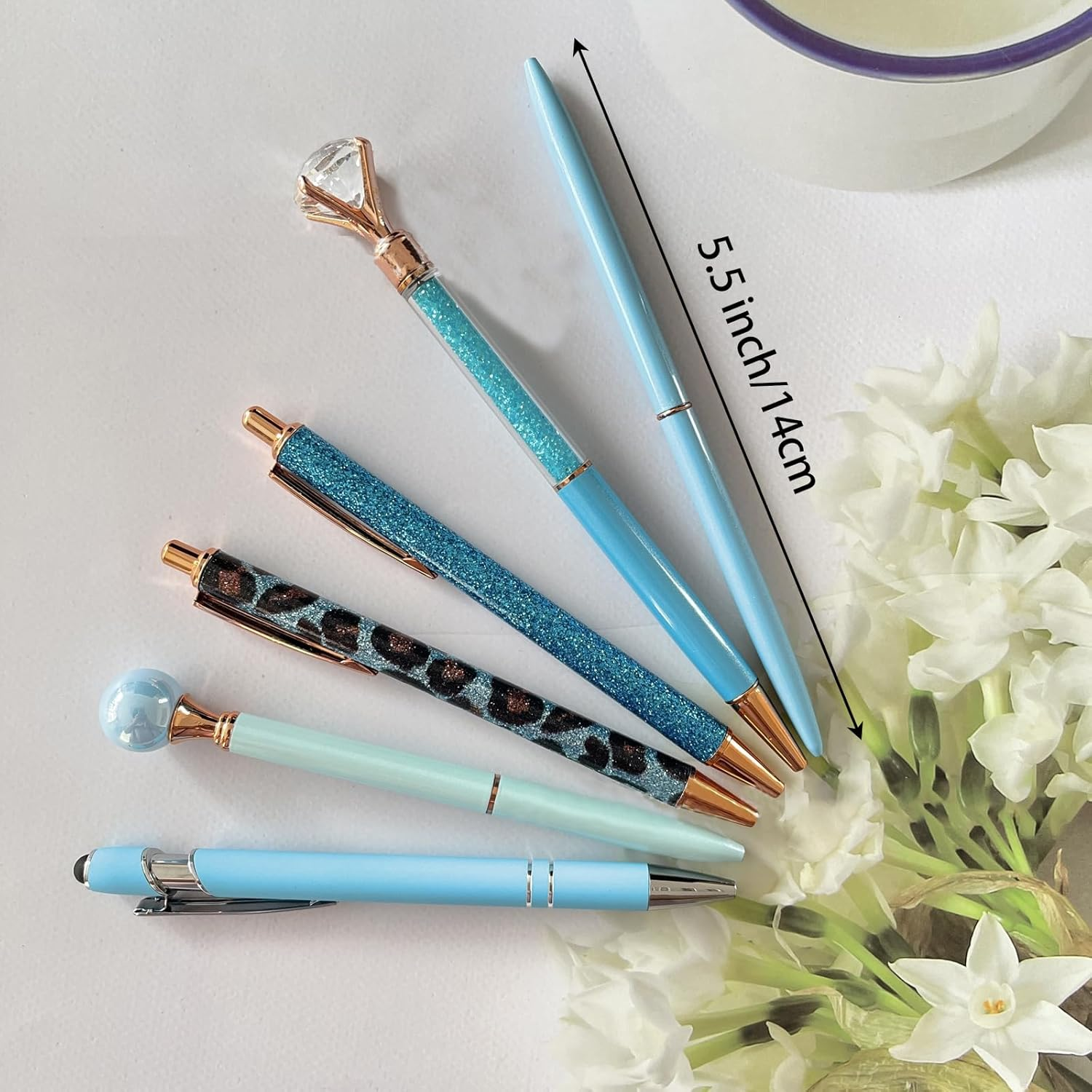 Ballpoint Pen 6 Pcs Set,Metal Pens,Fancy Black Ink,Smooth Writing,Personalized Unique Gifts for Women,Nurses,Teachers,Office Desk Accessories,Journaling,Wedding,School Supplies