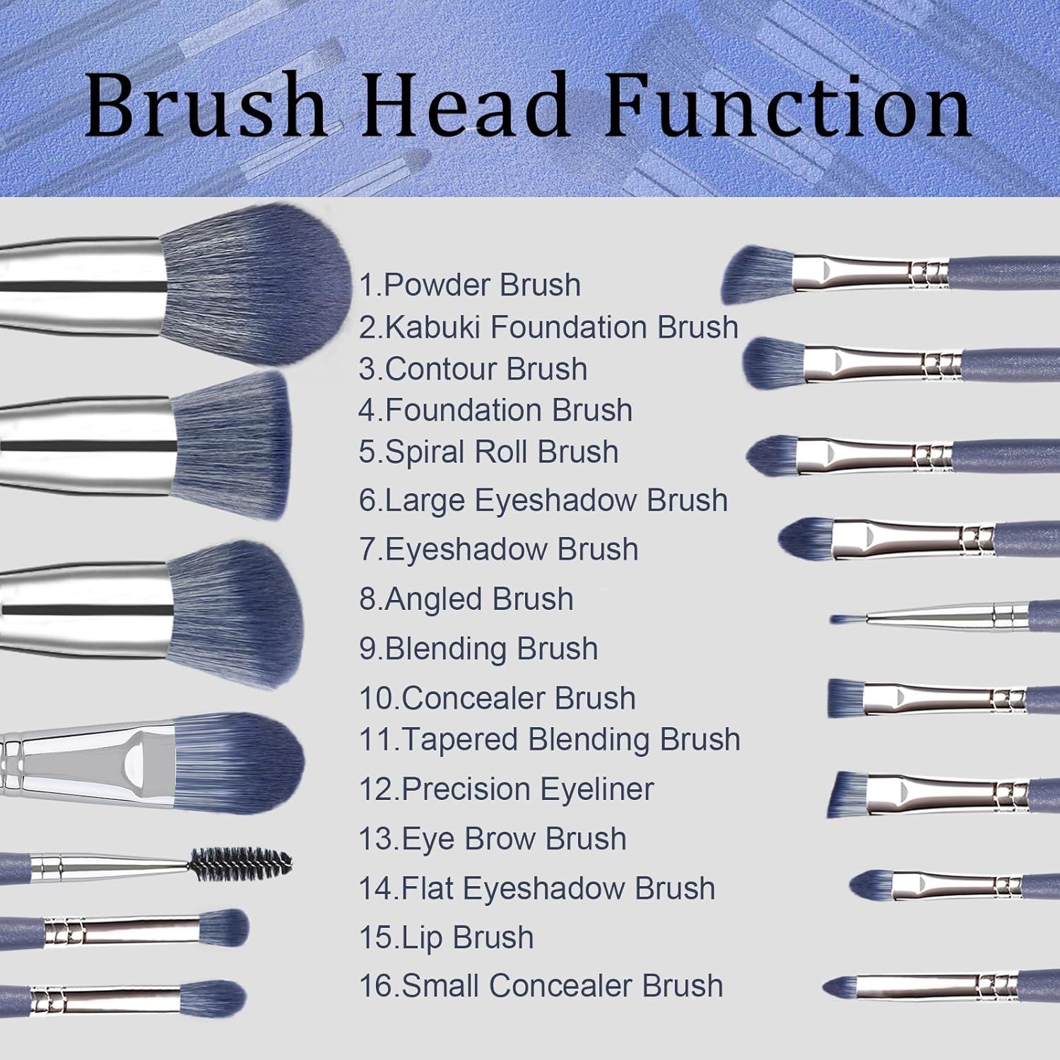 Makeup Brushes 16 Pcs Make up Brushes, Foundation Brush Professional Makeup Brush Set Eyeshadow Eyeliner Brush Blush Brush, Blending Brush Concealer Brush Kit Gifts for Women Birthday Xmas Valentine image number 5