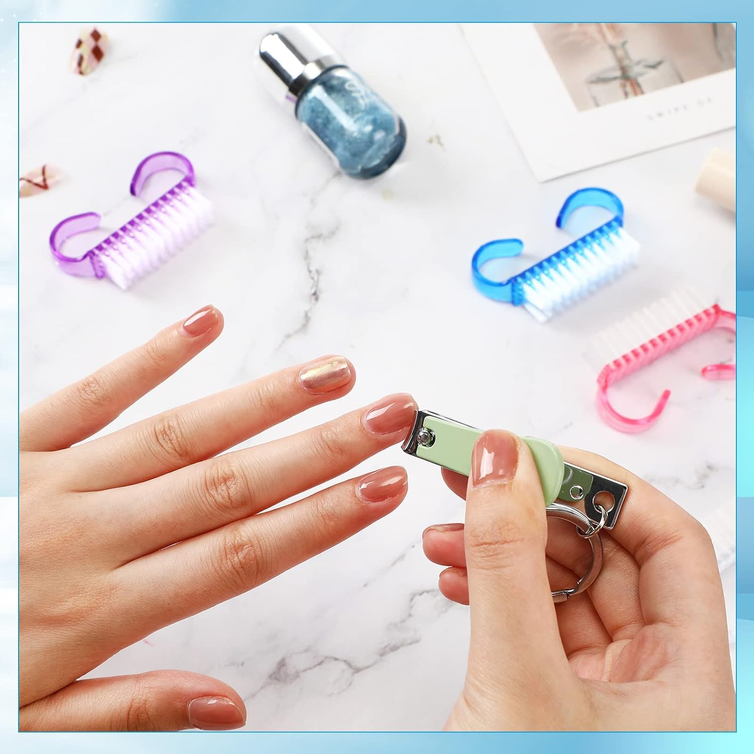 200 Pcs Handle Grip Nail Brush Fingernail Scrub Cleaning Cleaner Nail Brushes Scrubber Bulk for Men Women Hands Feet Toes and Nails Pedicure, 4 Colors image number 5