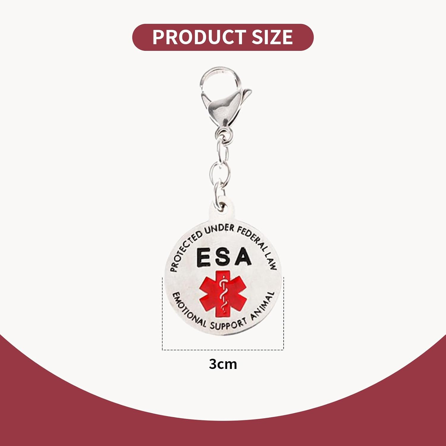 Emotional Support Dog ESA Dog Tag ID Industrial Puppy Emotional Support Dog Tag Red Medical Alert Symbol and Protected by Federal Law Navy Lettering and Red Enamel Trim for ESA and Therapy Dogs image number 2