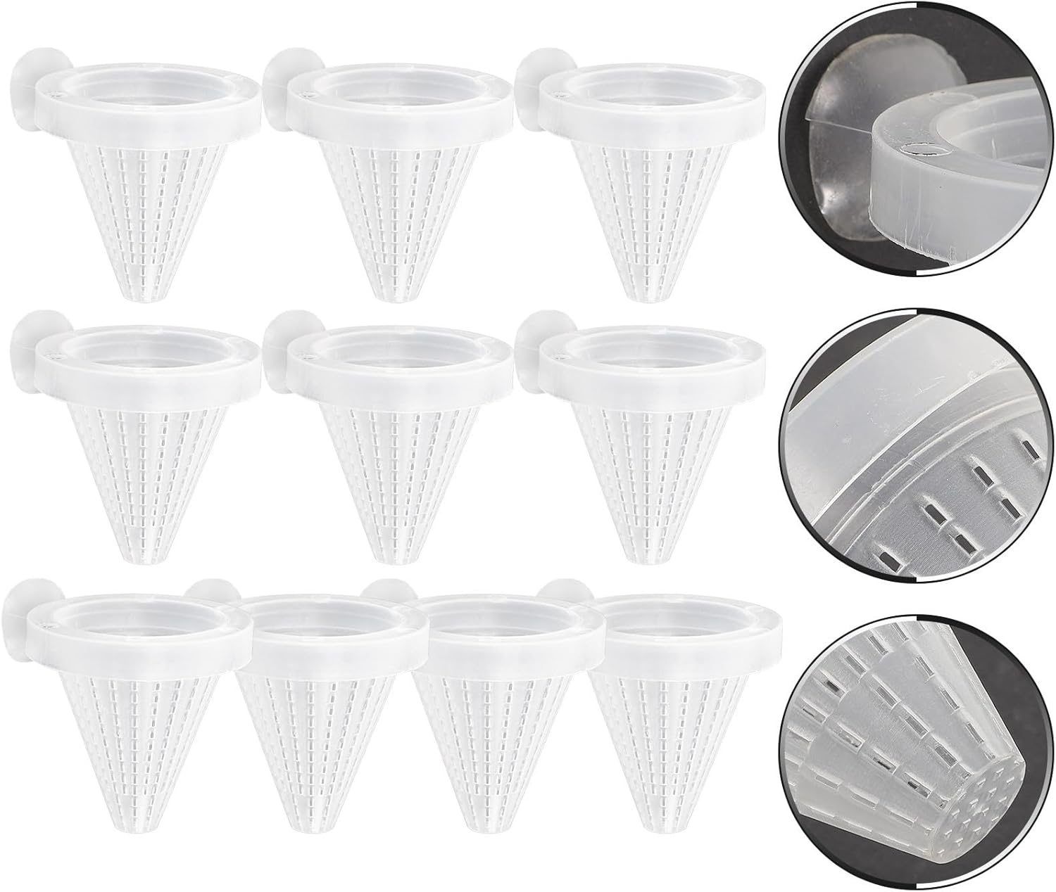 VANZACK 10Pcs Cone Worm Feeder Tank Cone Feeder Plastic Worm Feeding Cone Fish Feeder with Suckers image number 6