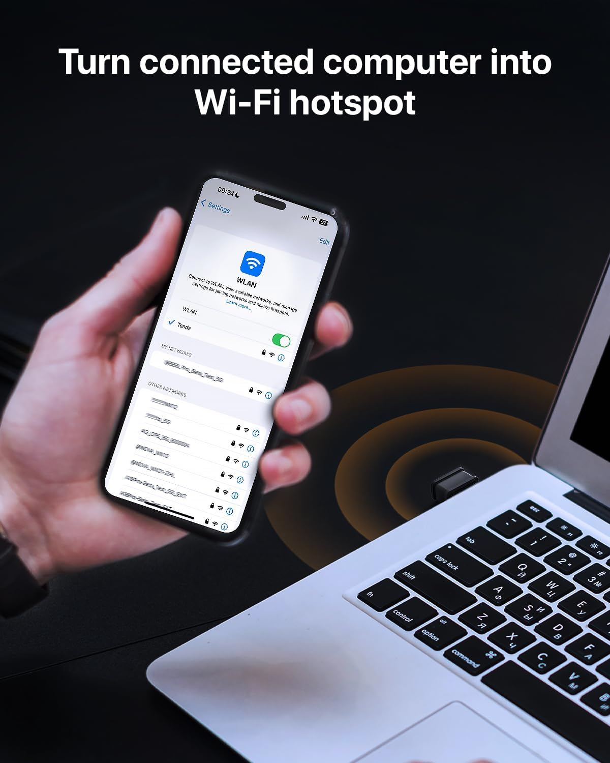 Tenda W311MI Wifi 6 USB Adapter AX300, USB Wifi Dongle for PC, High-Speed 300Mbps, Built-In Antenna, Integrated AP, WPA/WPA2 Security, Compatible with Windows 7/10/11. image number 2