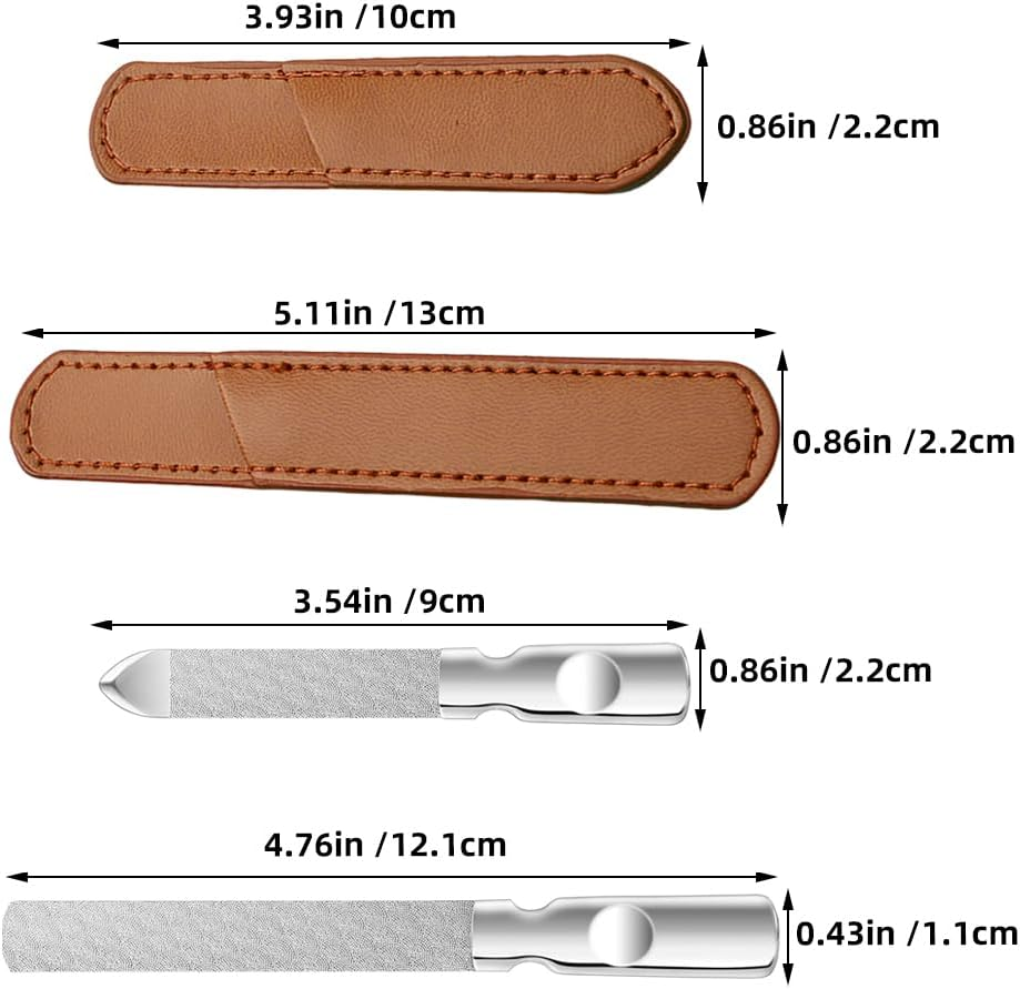 WOONEKY 1 Set Nail File: Double Sided Stainless Steel Nail File with - Portable Manicure Fingernail Buffer Care Tools for Home Travel Use image number 5