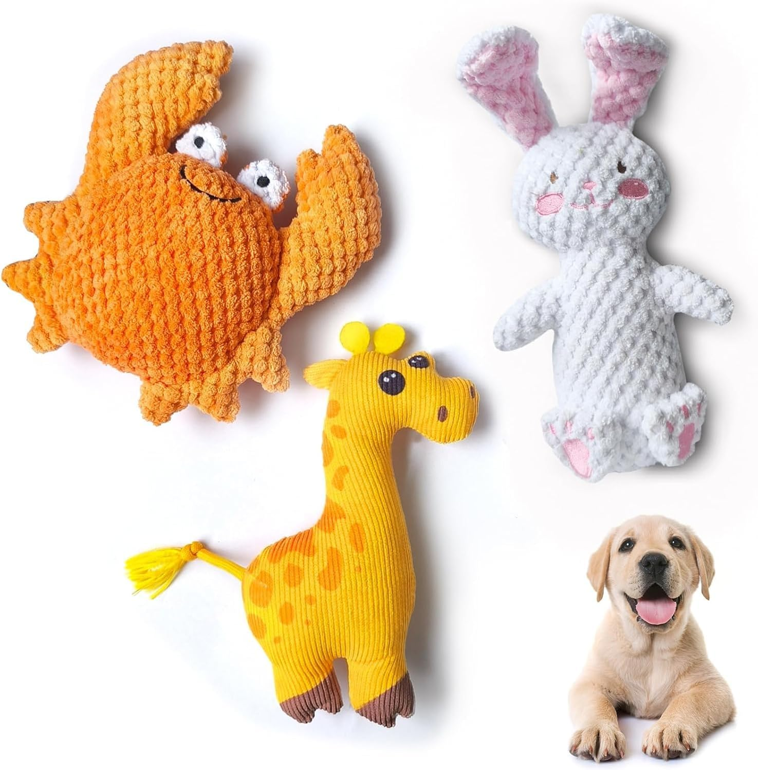 3PCS Dog Squeaky Toys,Plush Puppy Toys with Irresistibly Cute Characters for Small Middle Dogs,Stuffed Dog Toys with Squeakers,Interactive Toys Set for Puppy Supplies