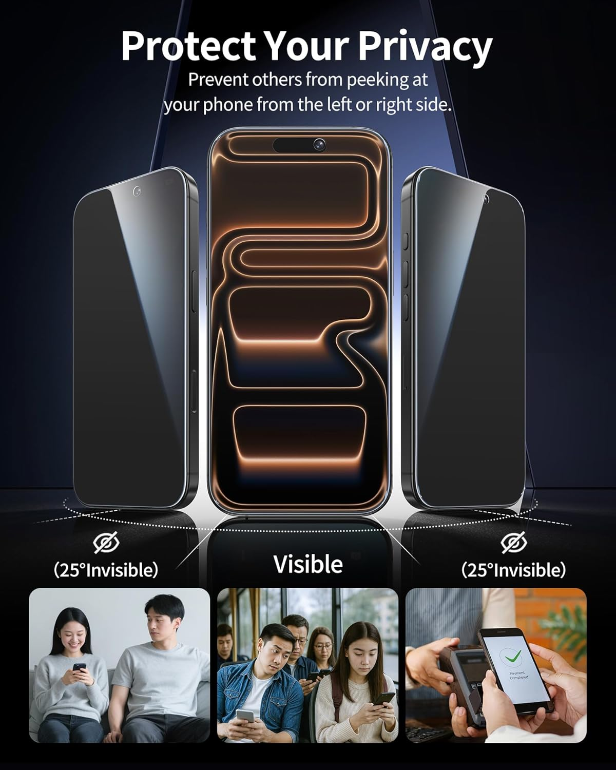 NIMASO for Iphone 17 Pro Max Screen Protector Privacy 6.9-Inch, Dust-Free Instant Installation, 9H Hardness Anti-Spy Tempered Glass Military Grade Shatterproof, Anti-Scratch, 2 Pack image number 1