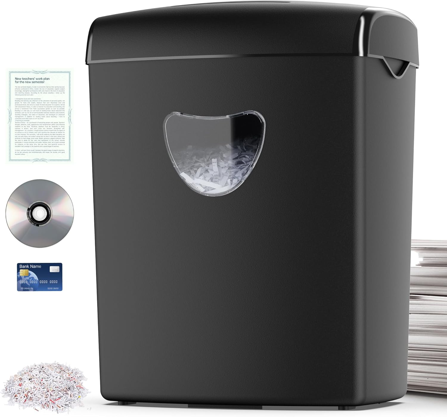 Advwin Paper Shredder, Paper Shredder Automatic Cross Cut P-4 Security, 10 Sheets, 21L Removable Bin, Paper/Cd/Credit Card Shredder for Home Office image number 6