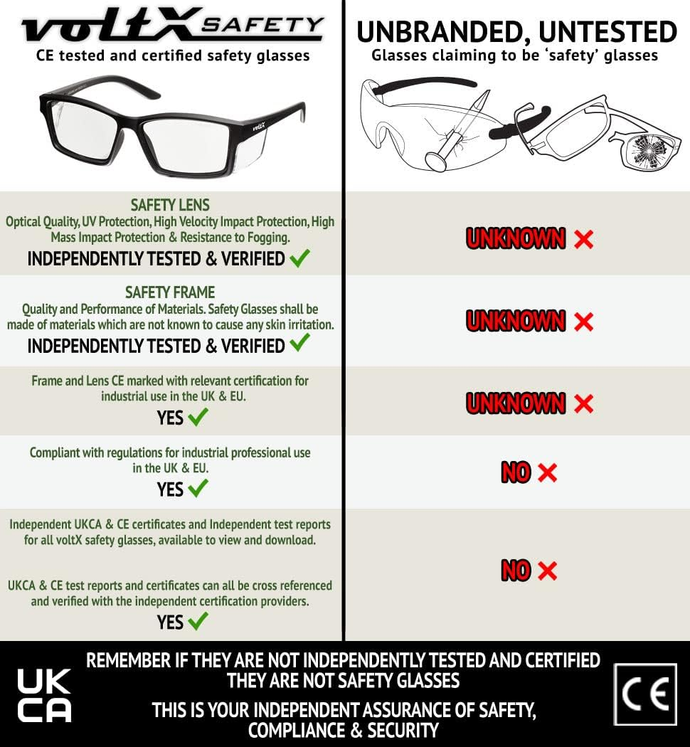 Voltx 'VISION' Safety Readers, Full Lens Magnified Reading Safety Glasses - anti Fog Coated, 1.0 to +3.0 Dioptre Options. image number 1