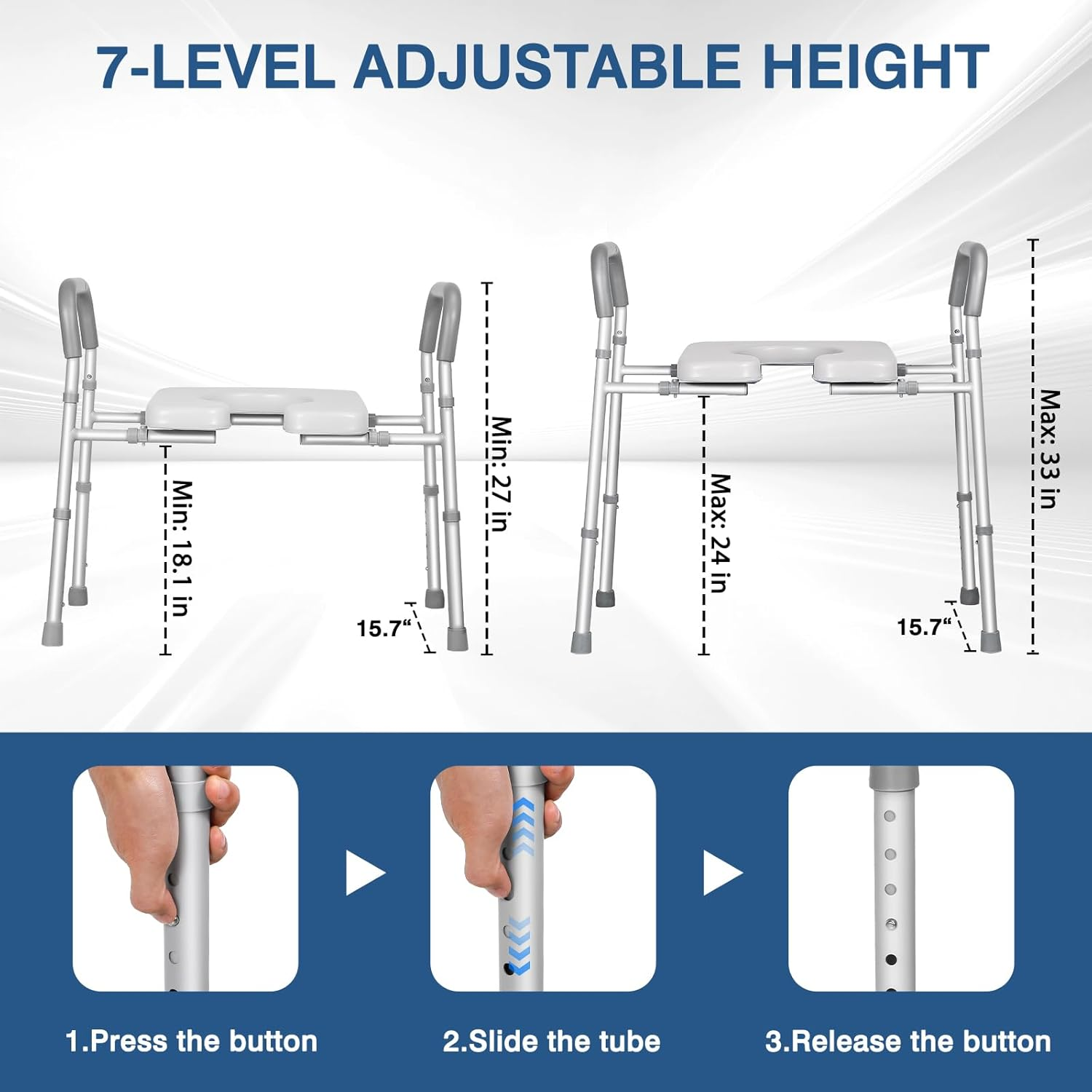 LOLLIDO Raised Toilet Seat with Handles - Width & Height Adjustable Elevated Toilet Seat Risers for Seniors - Multi-Use Toilet Riser with Handles for Seniors, Handicap, Pregnant image number 2